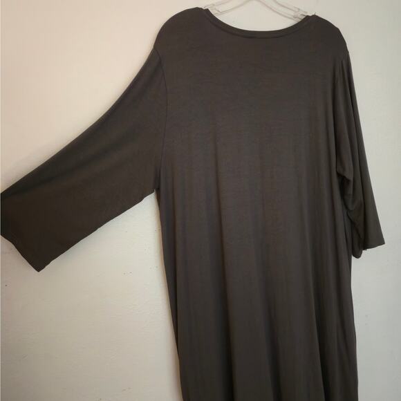 Eileen Fisher V-Neck A-Line Dress Size XL Gray Elevated Casual Jersey Shift - Picture 7 of 12